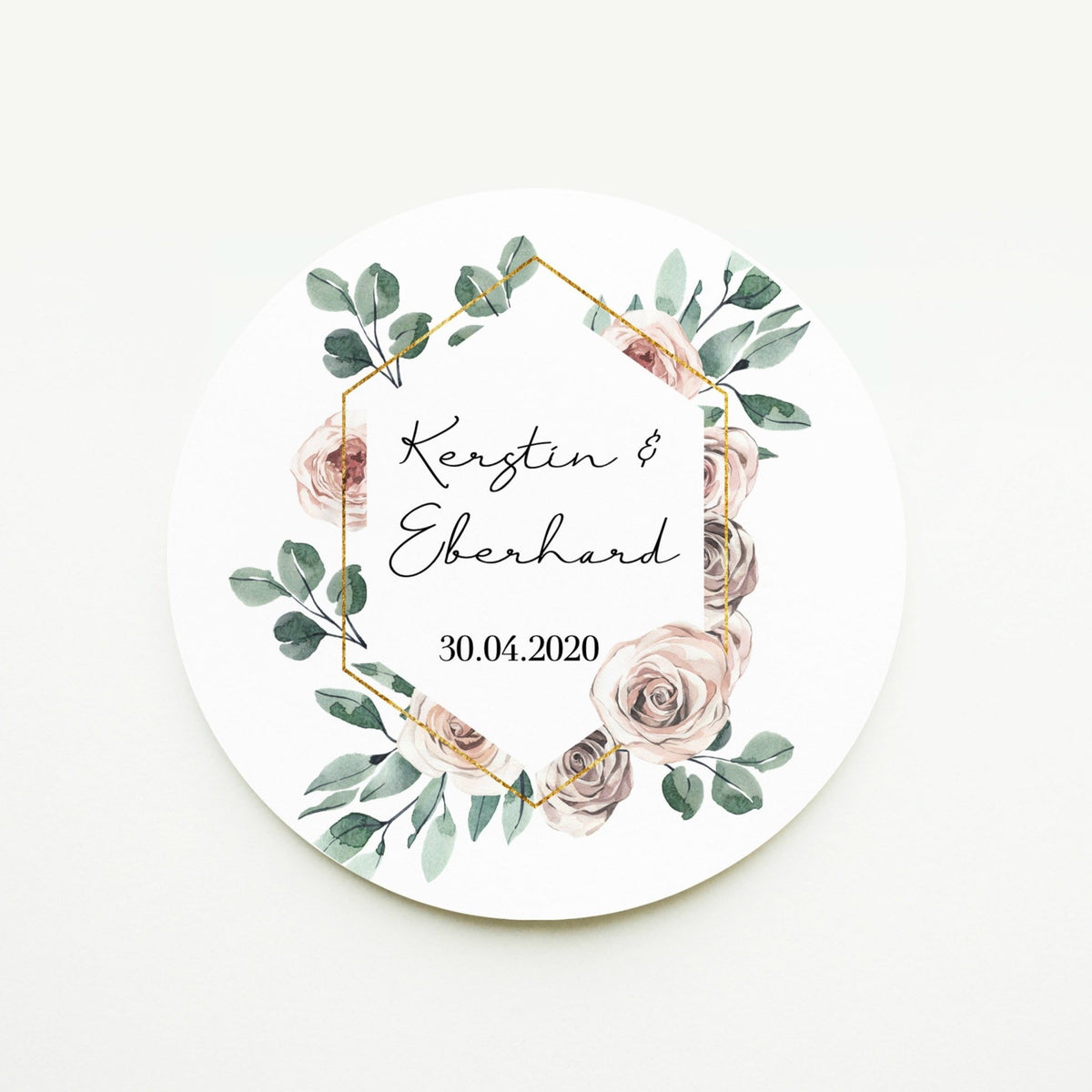 24 Aufkleber personalisiert - Sticker Eukalyptus Rosen