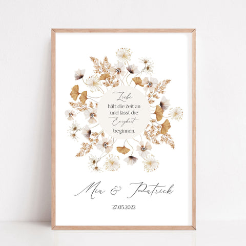 Geschenk zur Hochzeit personalisiert mit Namen Brautpaar Poster Boho Liebe Ewigkeit