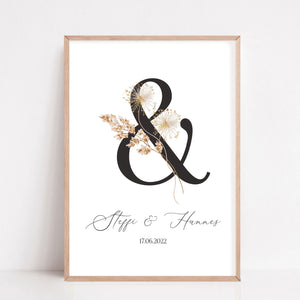 Geschenk zur Hochzeit personalisiert mit Namen Brautpaar Poster Boho & Zeichen