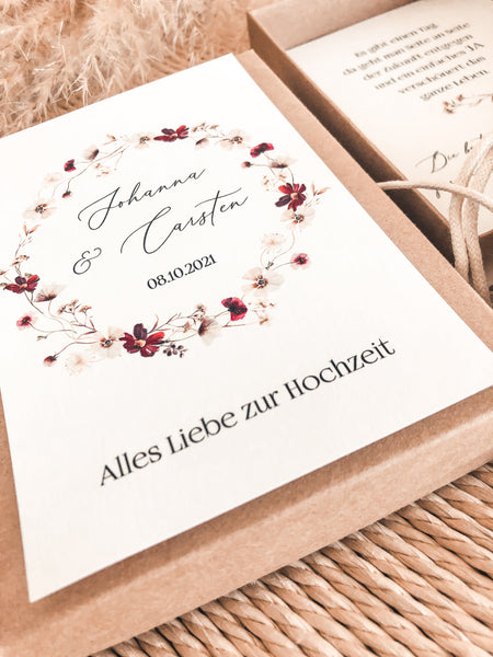 geschenkschachtel geschenkbox geldgeschenk verpackung hochzeit poppy wreath