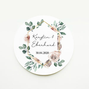 24 Aufkleber personalisiert - Sticker Eukalyptus Rosen – Herzpapeterie